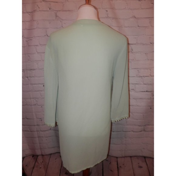 Umgee Light Green Jacket Small Open Front Sheer - Picture 4 of 5
